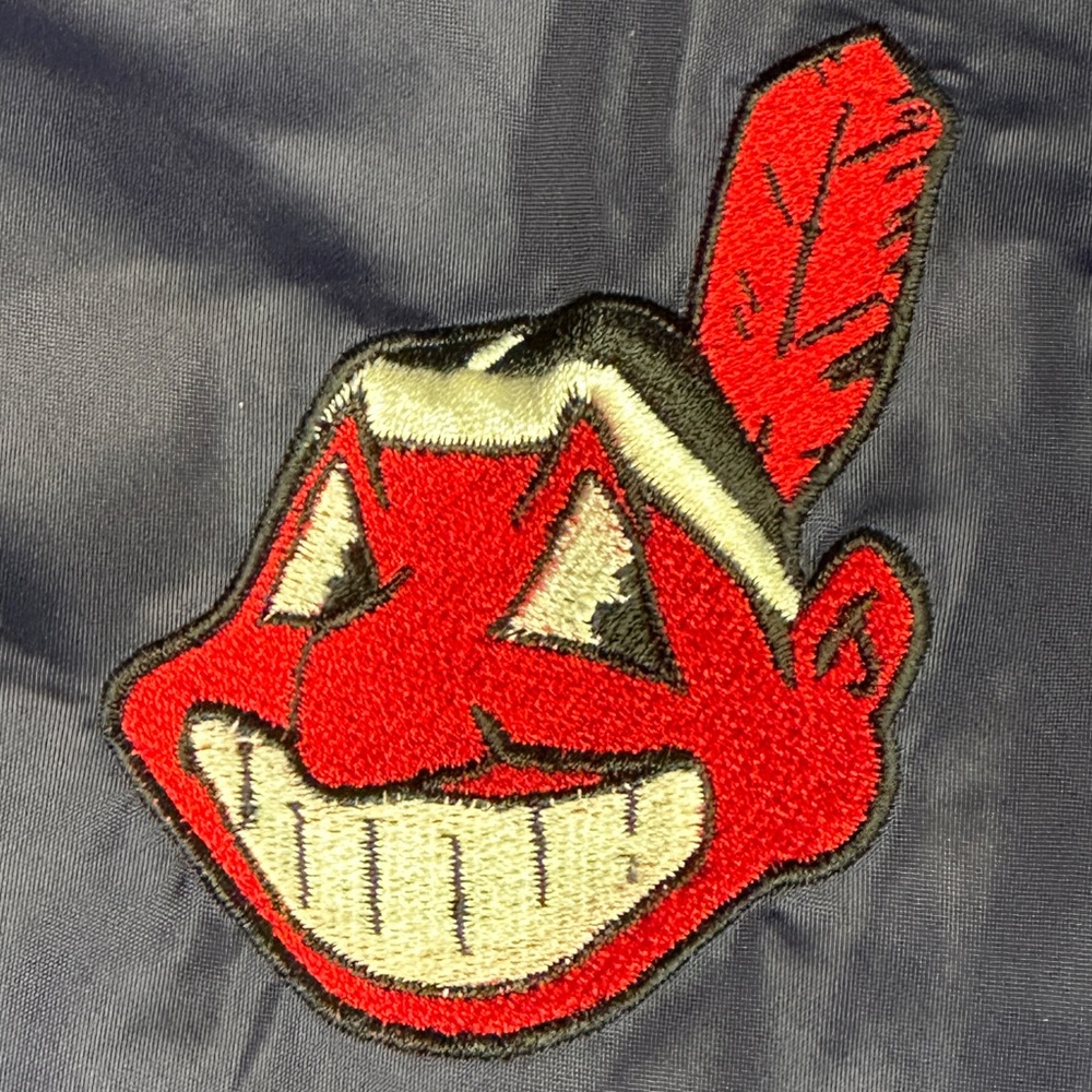 Vintage Cleveland Indians Windbreaker First Down Jacket Navy Large GUC - Picture 7 of 9